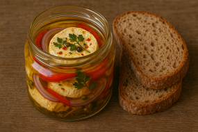  Nakládaný hermelín , chléb