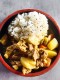 Poulet curry avec riz nature