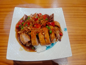 Canard laqué avec riz nature