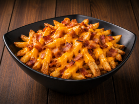 Frites cheddar poitrine fumée