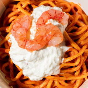 Bisque e tartare di gamberi rossi 