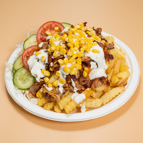 Döner tál kukoricával