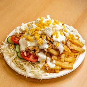 Döner tál kukoricával és feta sajttal