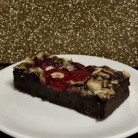 Gluténmentes csokis brownie málnával