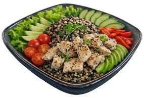 Bowl s kuřecím masem - 450 g.
