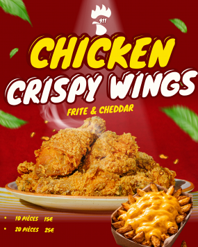 15 CHICKEN WINGS & AILE DE POULET + FRITE CHEDDAR XXL 