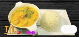 T11. Krevety na zeleném kari s rýží