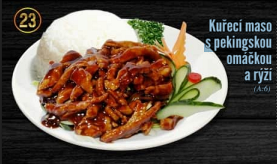 23. Kuřecí maso s pekingskou omáčkou a rýží 