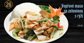 26. Vepřové maso se.zeleninou s ryži