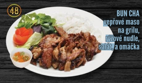 48. BUN CHA vepřové maso na grilu, rýzové nudle, salát a omáčka