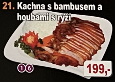 21. Kachna s bambusem a houbami s rýží