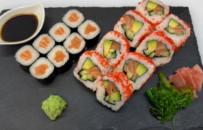 S18. LOSOS SET 8ks maki losos, 8ks uramaki sake 8ks