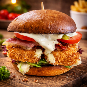 Syrový klasik - domáci syrový burger (1, 3, 7, 10)