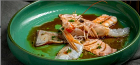 809. CARPACCIO SCAMPI BRANZINO