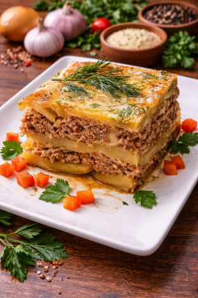 Musaca de Cartofi cu Carne de Porc