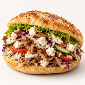 2. KEBAB V CHLEBU S FETOU (kebab in bread with feta cheese)