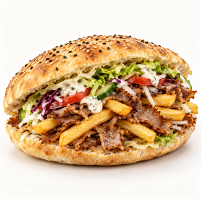 3. KEBAB V CHLEBU S HRANOLKAMI (kebab in bread with fries)