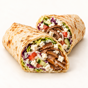 7. KEBAB V TORTILLE S FETOU (kebab wrap with feta cheese)