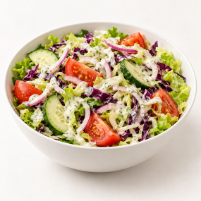 14. VEGE SALÁT (vegetarian salad) — ZELENINA A NA VÝBĚR FETA SÝR / 3 KS FALAFELU / 3 KS HALLOUMI