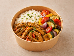 Emincé de boeuf au curry rouge
