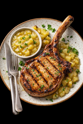 Tomahawk de Porc cu Sos de Mere