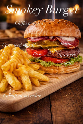 Smokey Beef & Cartofi prăjiți + Sos Calypso