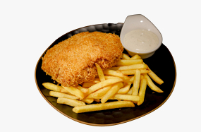 Cotlet de Porc Crocant cu Cartofi Pai si Sos de Mustar