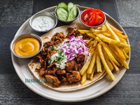  Talíř Kebab s hranolky