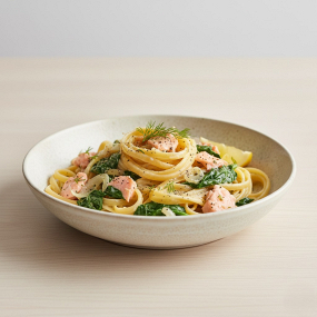 Linguine cu Somon și Spanac