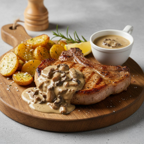 Porc cu Sos de Ciuperci Brune