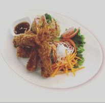 Ebi frit avec riz sauté 