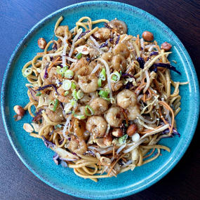 Nouilles sautées Teppanyaki aux crevettes