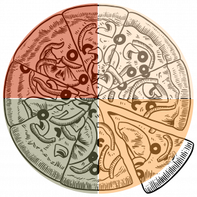 Familienpizza jede 1/4 verschieden