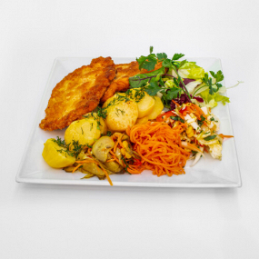 ZESTAW 10 Schabowy klasyczny 180g z ziemniakami i surówkami