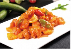  菠萝虾球 bō luó xiā qiú 