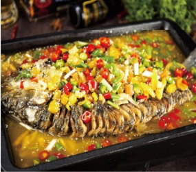 酸椒烤鱼 suān jiāo kǎo yú