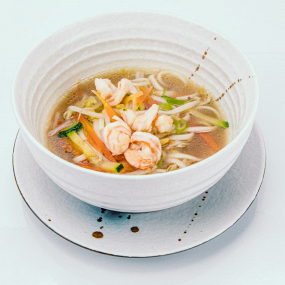 166.Ramen con Verdure, Gamberi, Uova