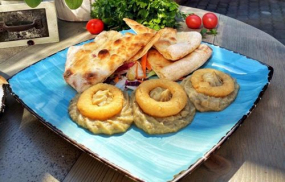 Salata de vinete cu inele de ceapa + foccacia