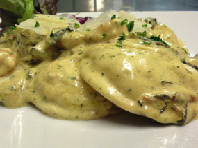 Ravioli de Vieira y Langostinos