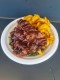 Flank Steak mit Dip Fries und BBQ Sauce
