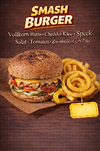 Smash Burger mit Curly Fries 