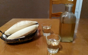 Media de vino blanco afrutado