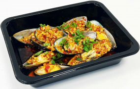 Sp-106 Gedämpfte Muscheln, Scharf , m. Knoblauch